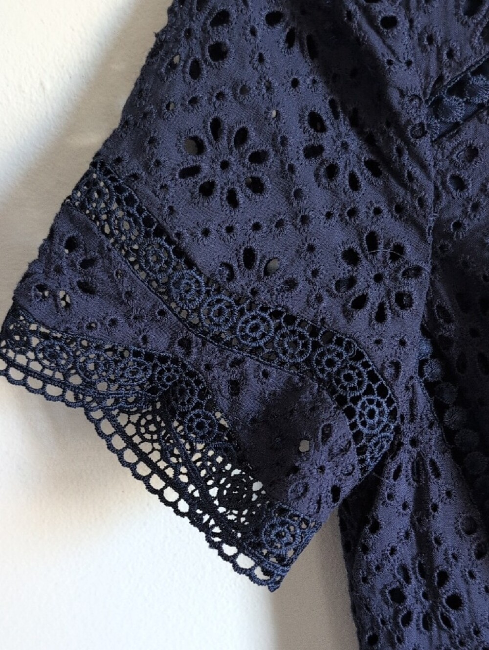 Daniel Cremieux Navy Eyelet Lace Fit-and-Flare Dress - Picture 2 of 5